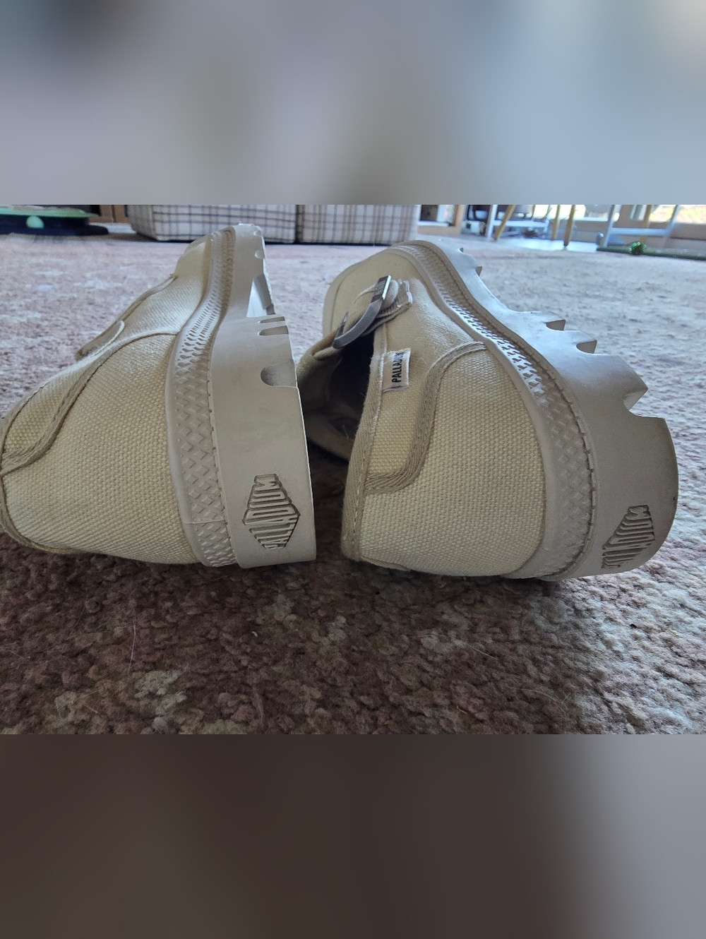 Palladium Women's Cream Canvas Buckle Slip-On Flats Mary Jane - Picture 5 of 7